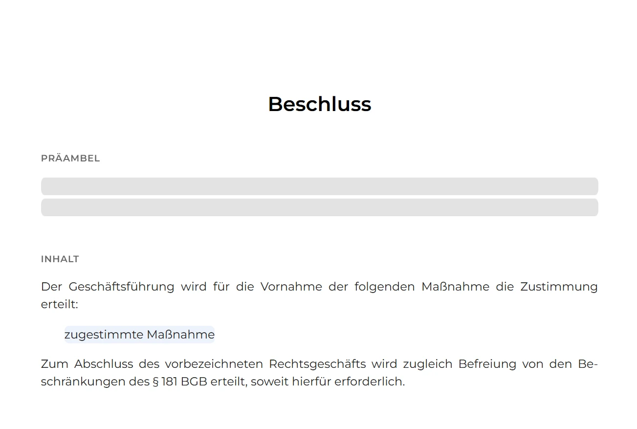 Digitale Signaturoberfläche zeigt eine Beschlusszustimmung